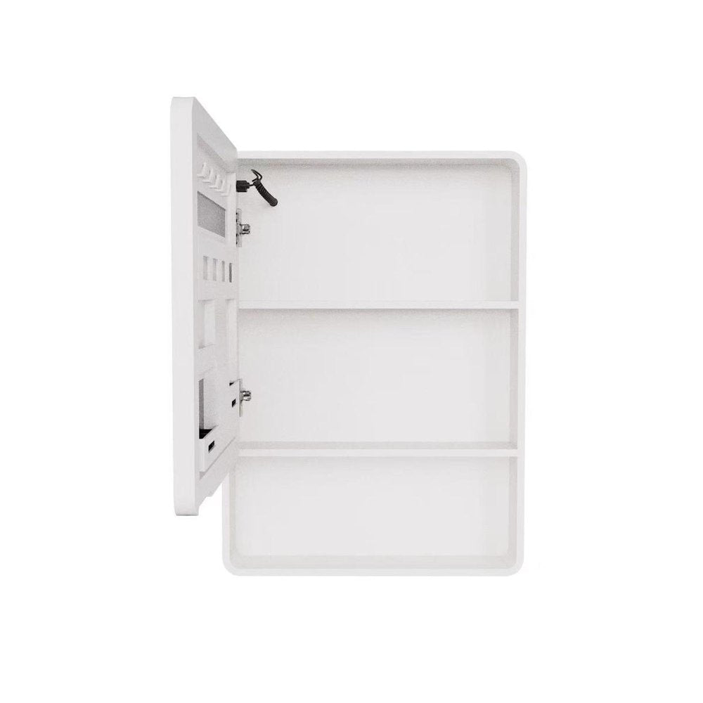 5" White Glass Wall Mounted No Textural Detailing Single Door Medicine Cabinet