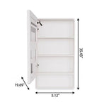 5" White Glass Wall Mounted No Textural Detailing Single Door Medicine Cabinet