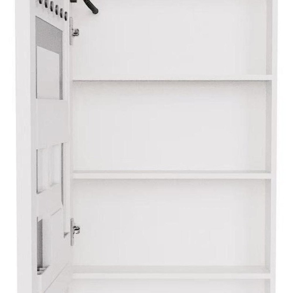 5" White Glass Wall Mounted No Textural Detailing Single Door Medicine Cabinet
