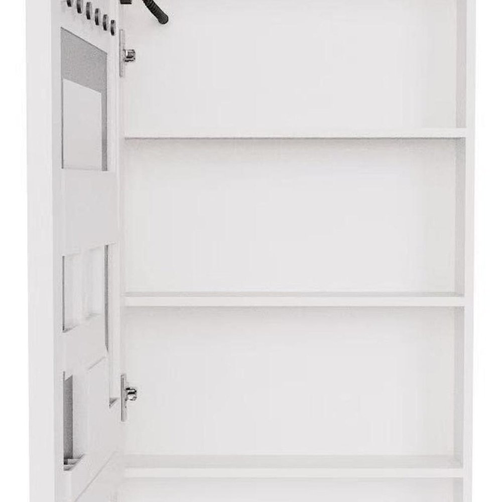 5" White Glass Wall Mounted No Textural Detailing Single Door Medicine Cabinet