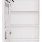 5" White Glass Wall Mounted No Textural Detailing Single Door Medicine Cabinet