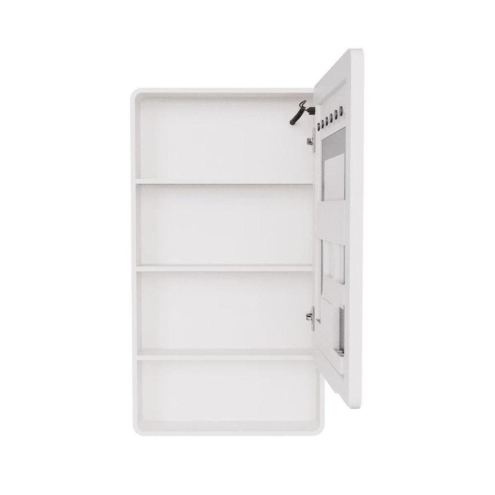 5" White Glass Wall Mounted No Textural Detailing Single Door Medicine Cabinet