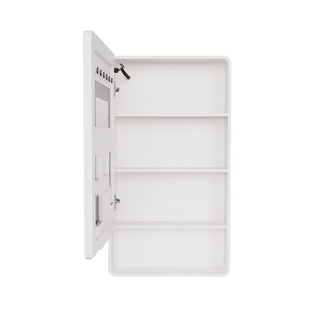 5" White Glass Wall Mounted No Textural Detailing Single Door Medicine Cabinet