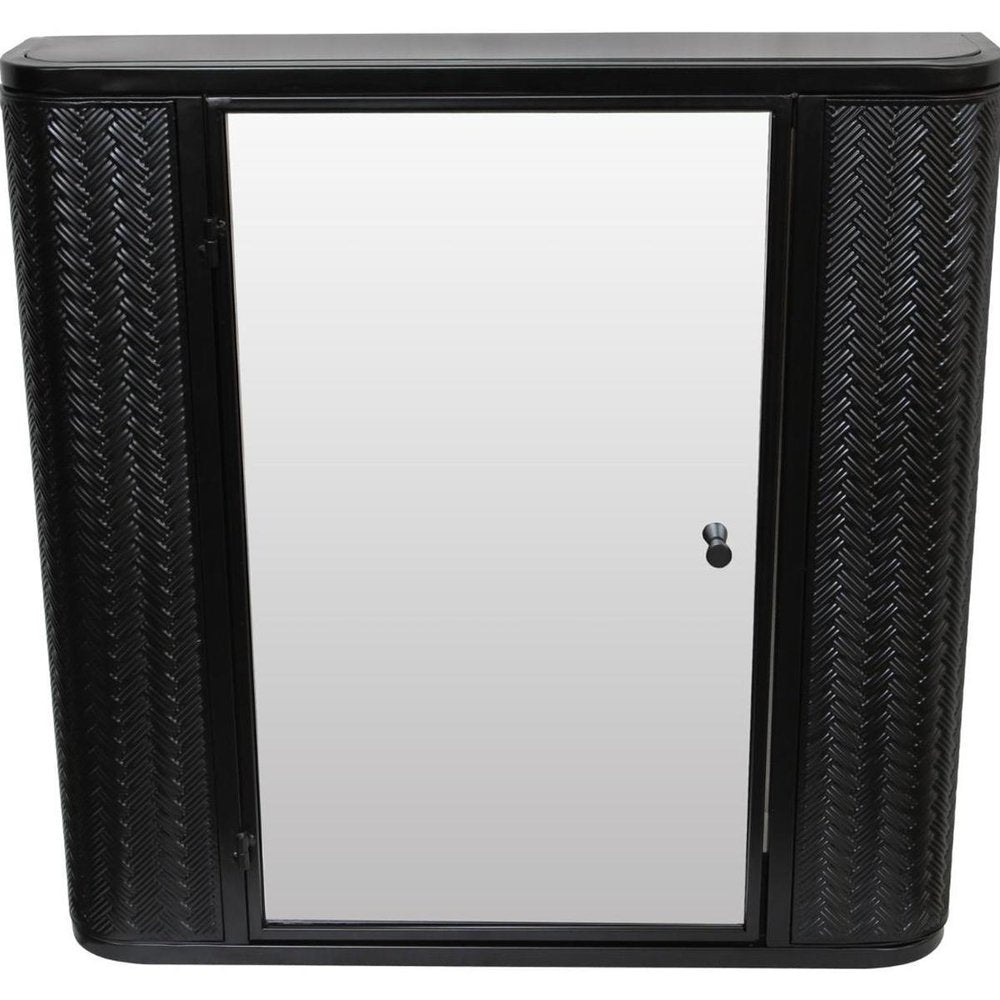 27" Black Steel Wall Mounted No Textural Detailing Single Door Medicine Cabinet