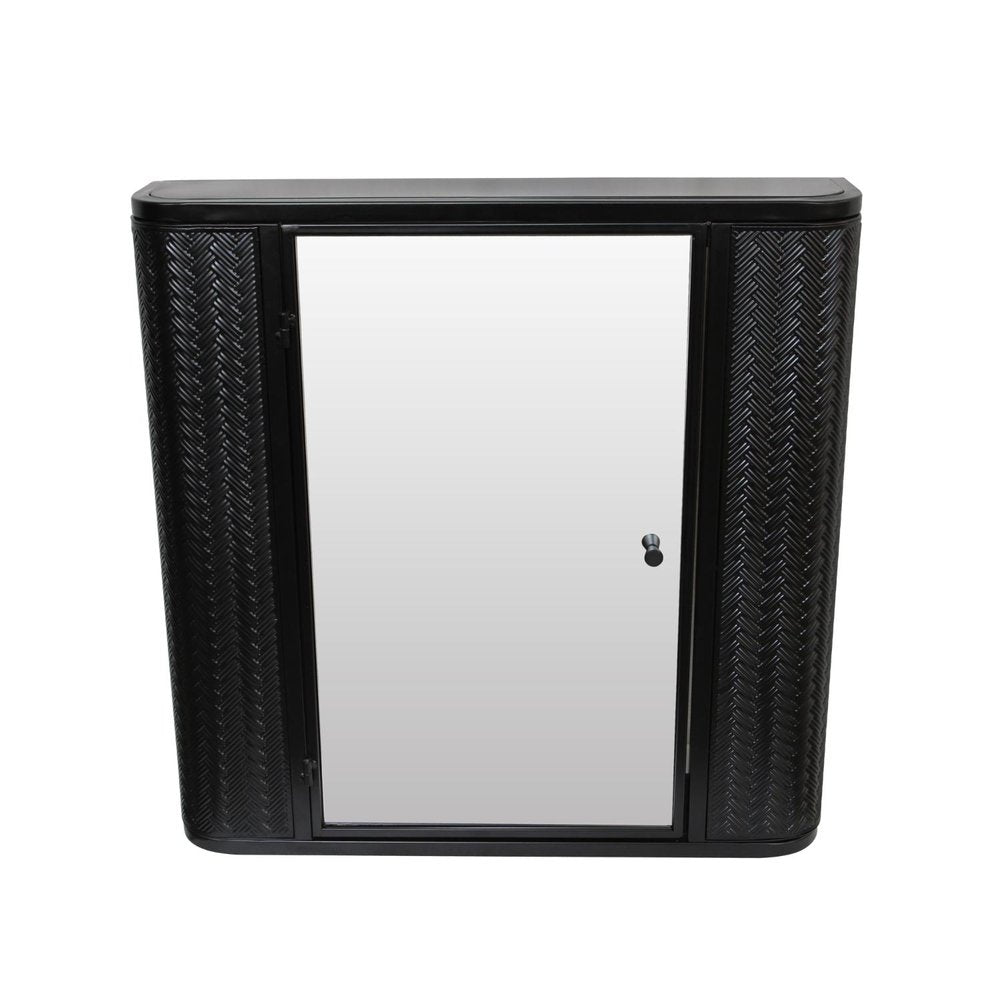 27" Black Steel Wall Mounted No Textural Detailing Single Door Medicine Cabinet