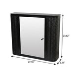 27" Black Steel Wall Mounted No Textural Detailing Single Door Medicine Cabinet