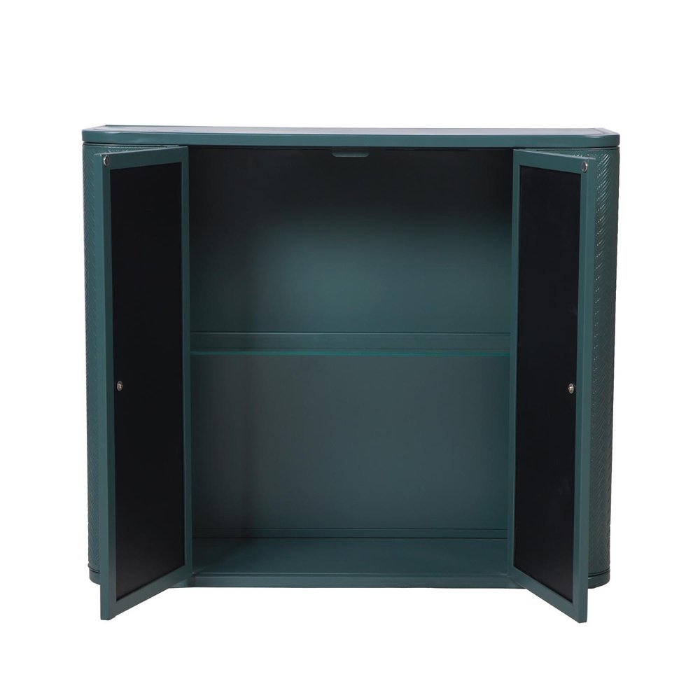 28" Green Steel Wall Mounted No Textural Detailing Double Door Medicine Cabinet