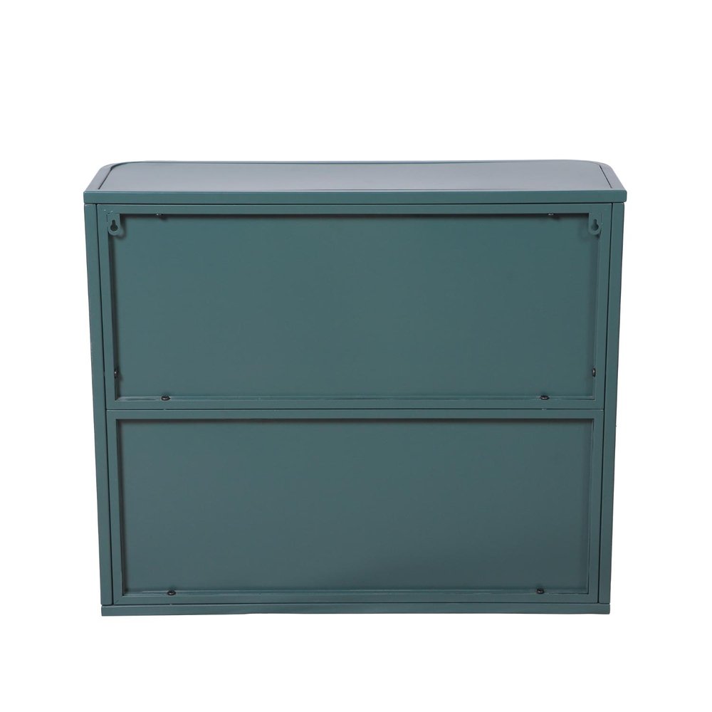 28" Green Steel Wall Mounted No Textural Detailing Double Door Medicine Cabinet
