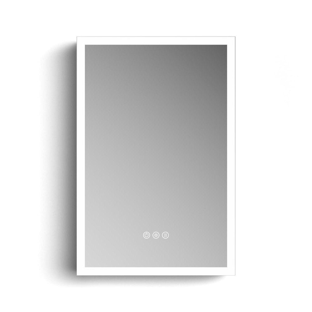 20" Silver Glass Wall Mounted No Textural Detailing Single Door Medicine Cabinet