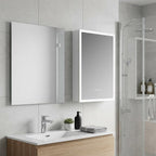 20" Silver Glass Wall Mounted No Textural Detailing Single Door Medicine Cabinet