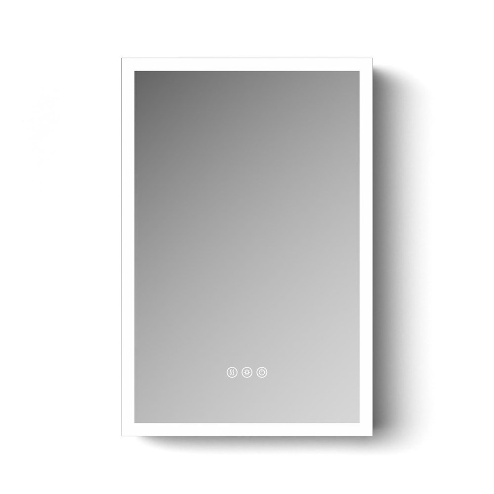 20" Silver Glass Wall Mounted No Textural Detailing Single Door Medicine Cabinet