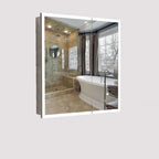 30" Silver Glass Wall Mounted No Textural Detailing Double Door Medicine Cabinet