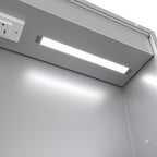 30" Silver Glass Wall Mounted No Textural Detailing Double Door Medicine Cabinet