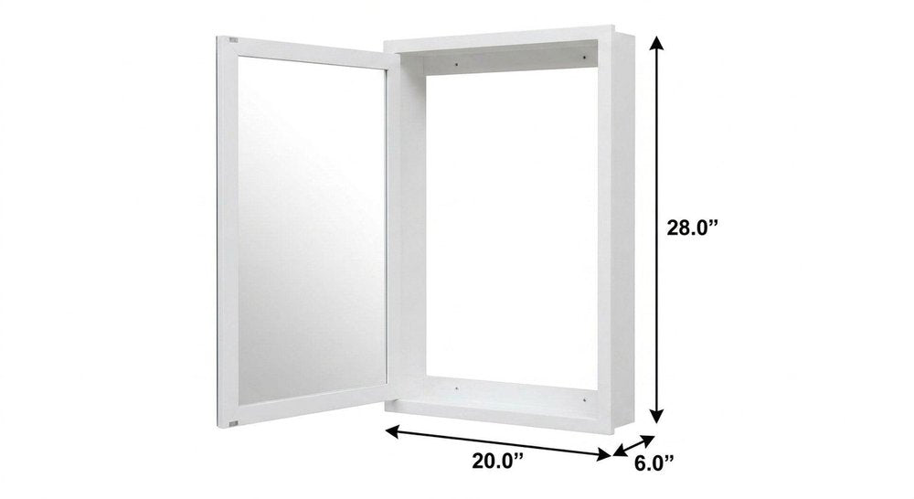 20" Silver Glass Wall Mounted No Textural Detailing Single Door Medicine Cabinet