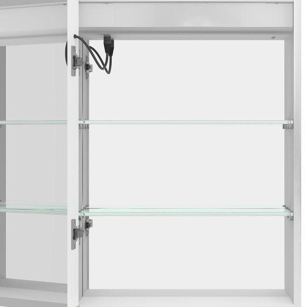 20" Silver Glass Wall Mounted No Textural Detailing Single Door Medicine Cabinet