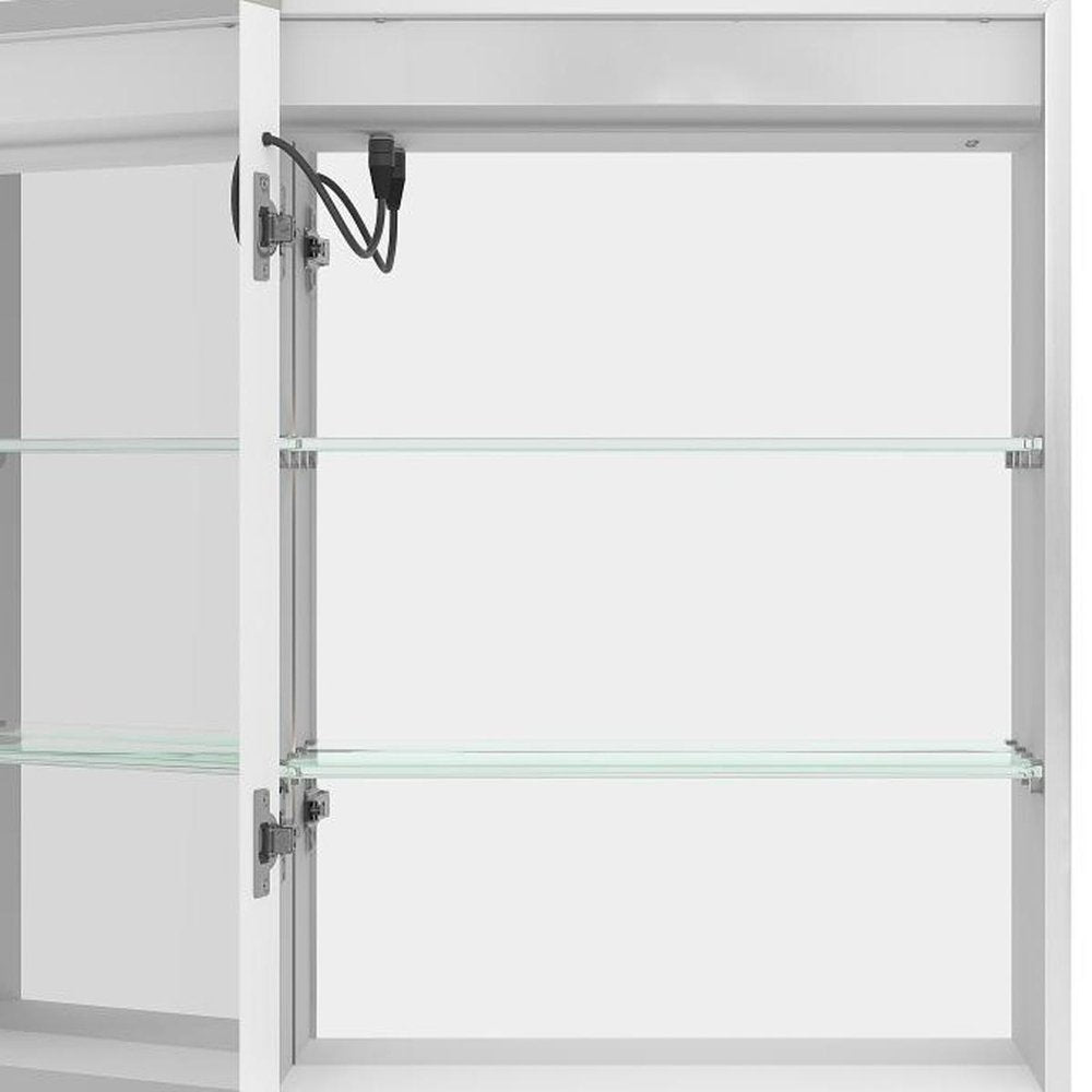 20" Silver Glass Wall Mounted No Textural Detailing Single Door Medicine Cabinet