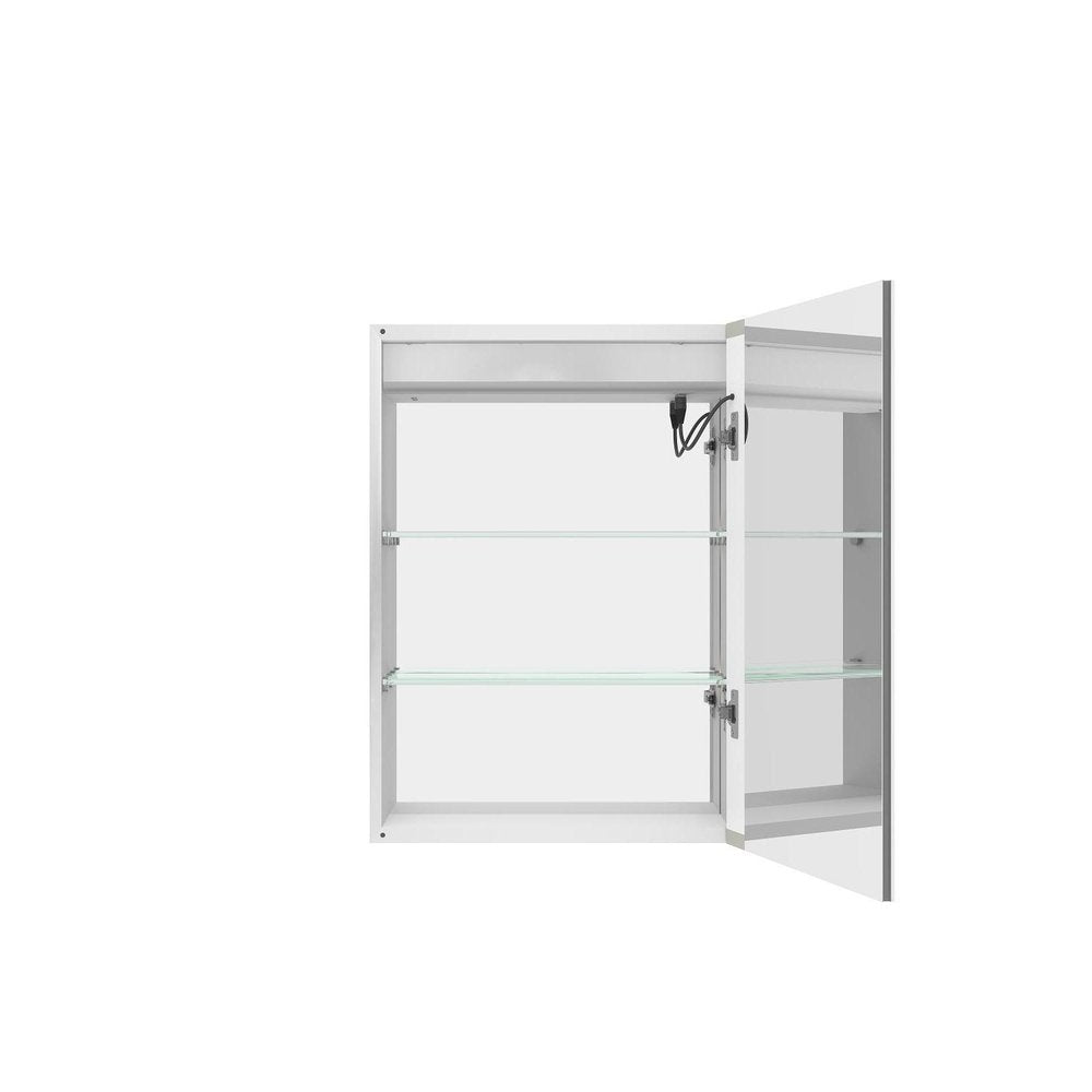 20" Silver Glass Wall Mounted No Textural Detailing Single Door Medicine Cabinet