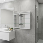 20" Silver Glass Wall Mounted No Textural Detailing Single Door Medicine Cabinet