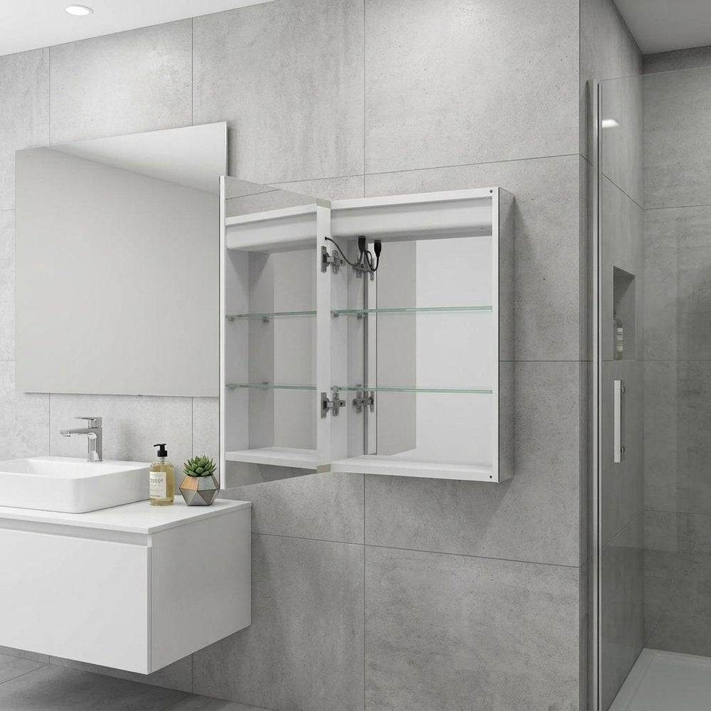 20" Silver Glass Wall Mounted No Textural Detailing Single Door Medicine Cabinet