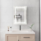 20" Silver Glass Wall Mounted No Textural Detailing Single Door Medicine Cabinet