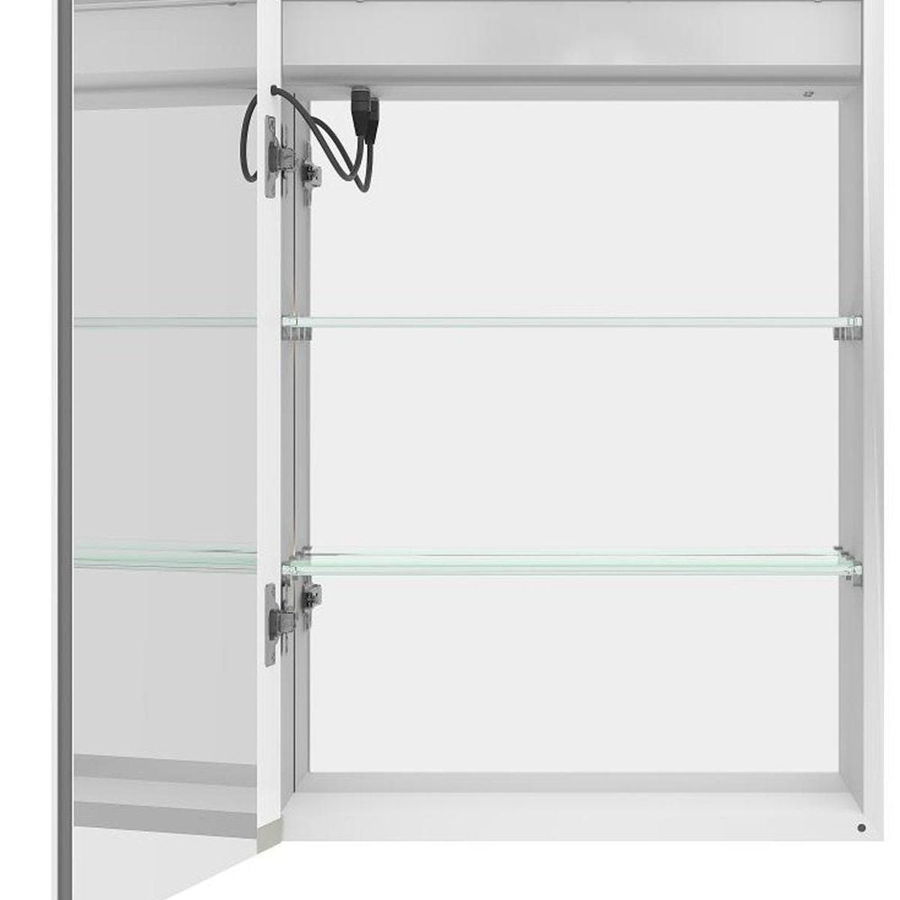 20" Silver Glass Wall Mounted No Textural Detailing Single Door Medicine Cabinet