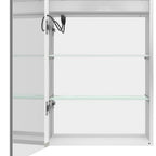 20" Silver Glass Wall Mounted No Textural Detailing Single Door Medicine Cabinet