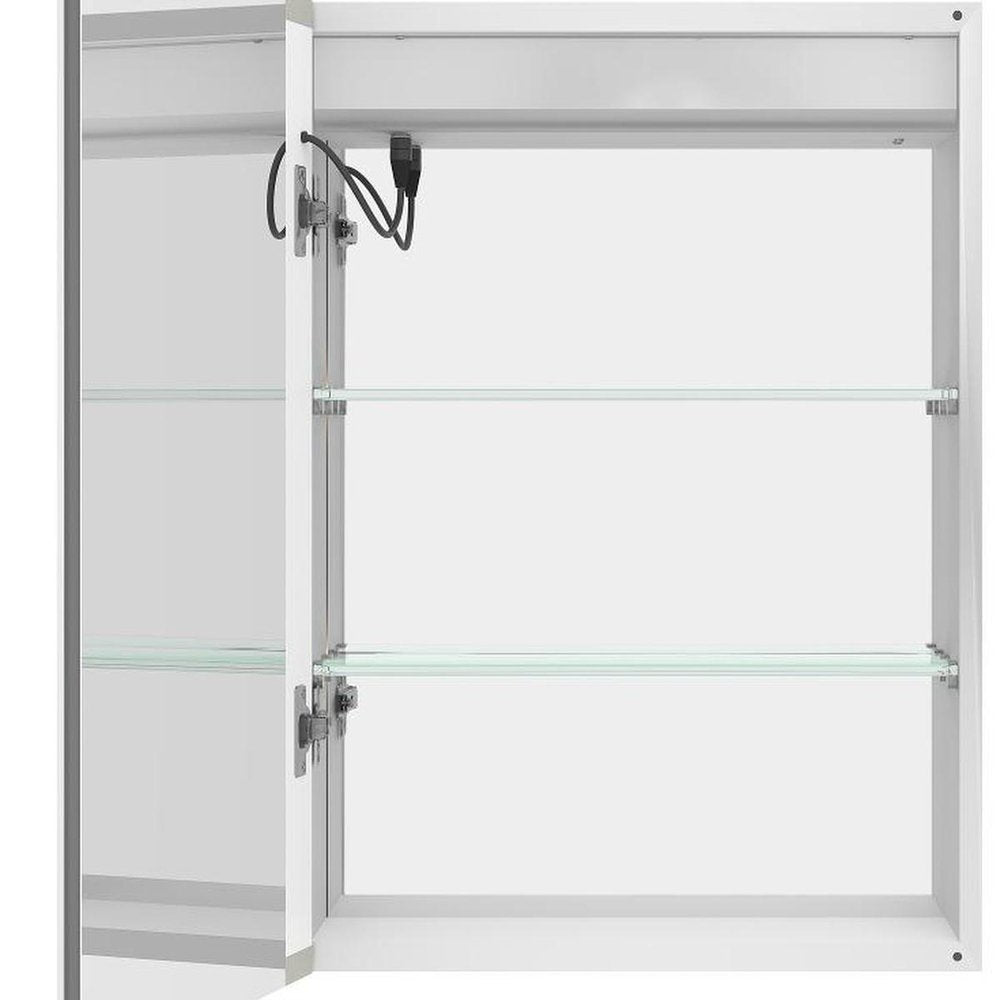 20" Silver Glass Wall Mounted No Textural Detailing Single Door Medicine Cabinet