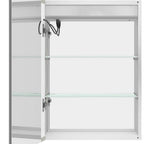 20" Silver Glass Wall Mounted No Textural Detailing Single Door Medicine Cabinet