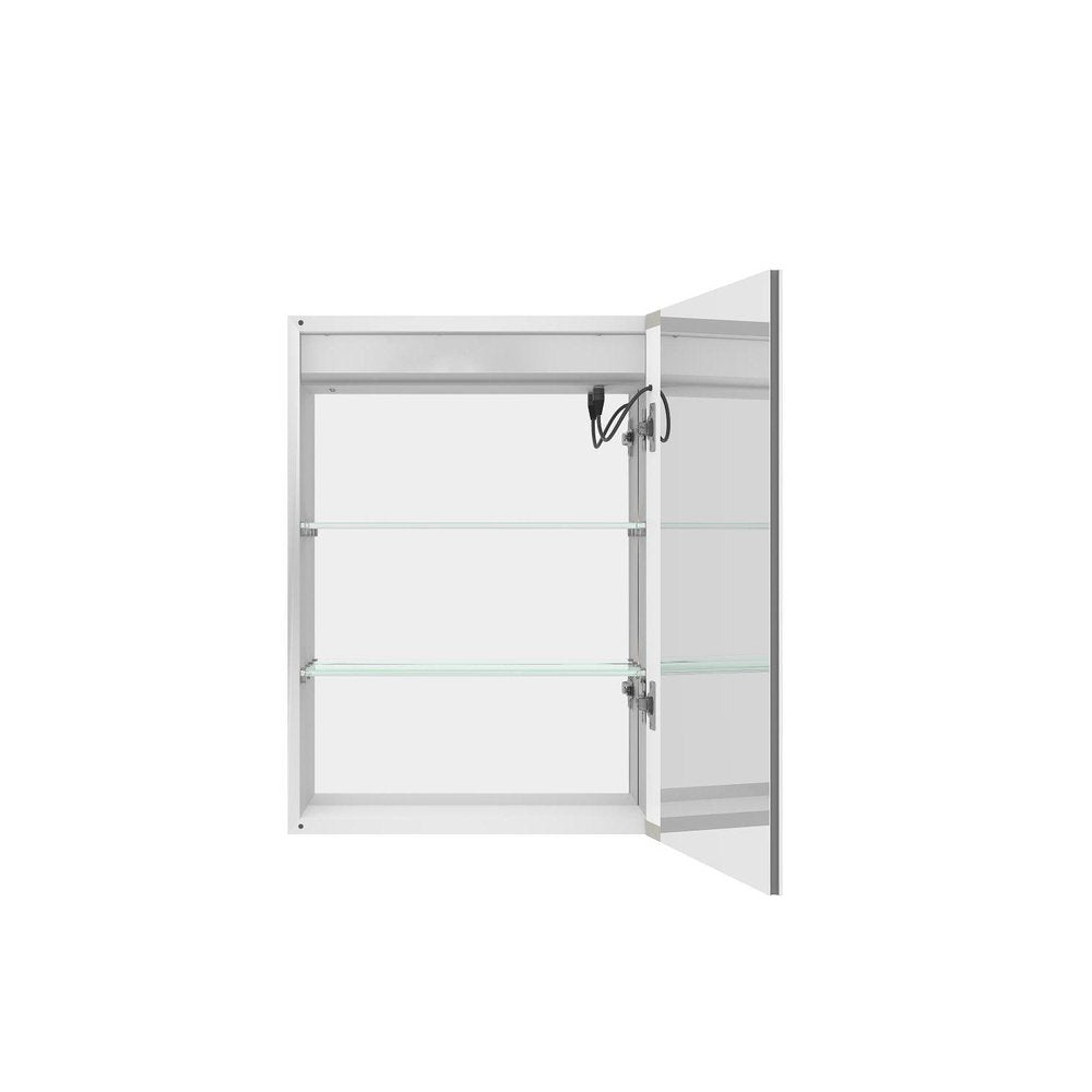 20" Silver Glass Wall Mounted No Textural Detailing Single Door Medicine Cabinet