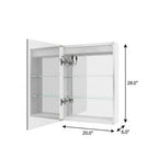 20" Silver Glass Wall Mounted No Textural Detailing Single Door Medicine Cabinet