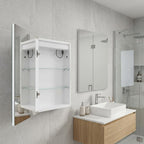 20" Silver Glass Wall Mounted No Textural Detailing Single Door Medicine Cabinet