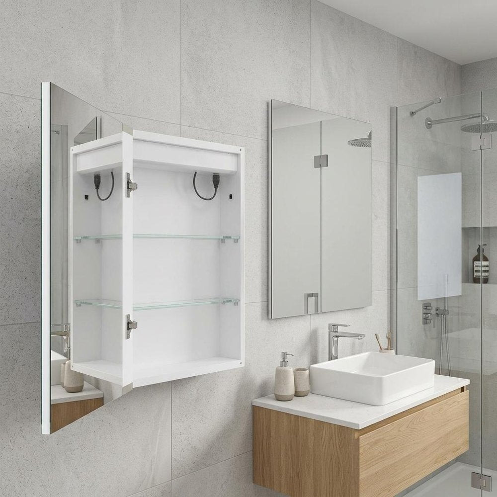 20" Silver Glass Wall Mounted No Textural Detailing Single Door Medicine Cabinet