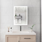 20" Silver Glass Wall Mounted No Textural Detailing Single Door Medicine Cabinet