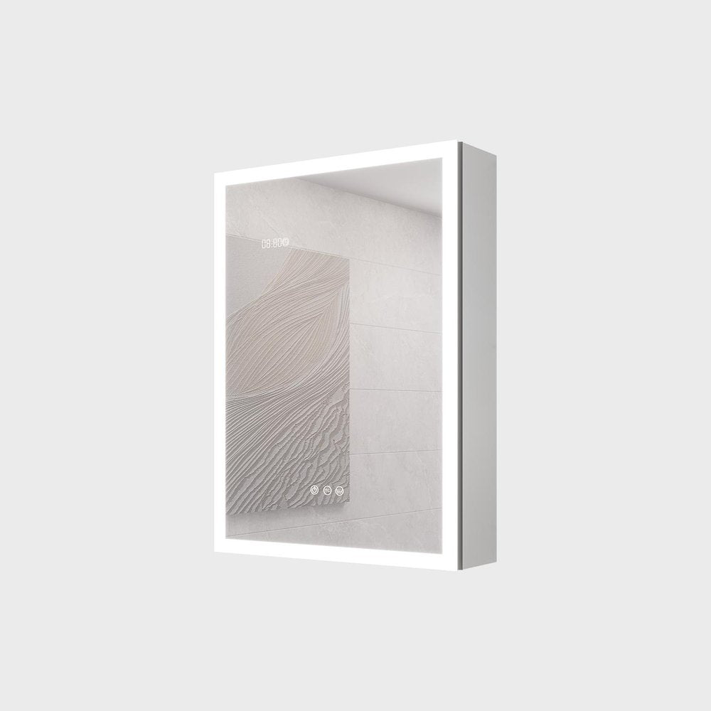 20" Silver Glass Wall Mounted No Textural Detailing Single Door Medicine Cabinet