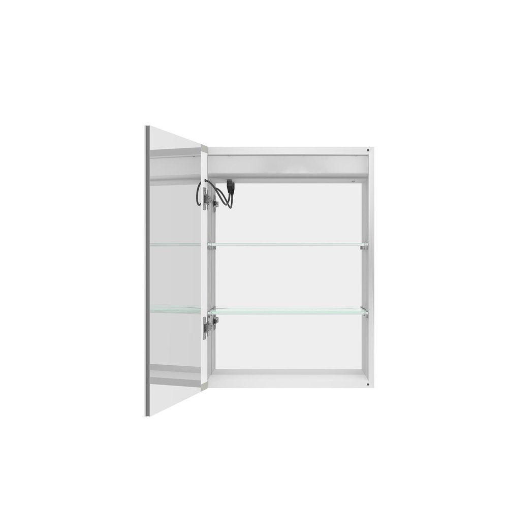 20" Silver Glass Wall Mounted No Textural Detailing Single Door Medicine Cabinet