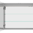 36" Silver Glass Wall Mounted No Textural Detailing Double Door Medicine Cabinet