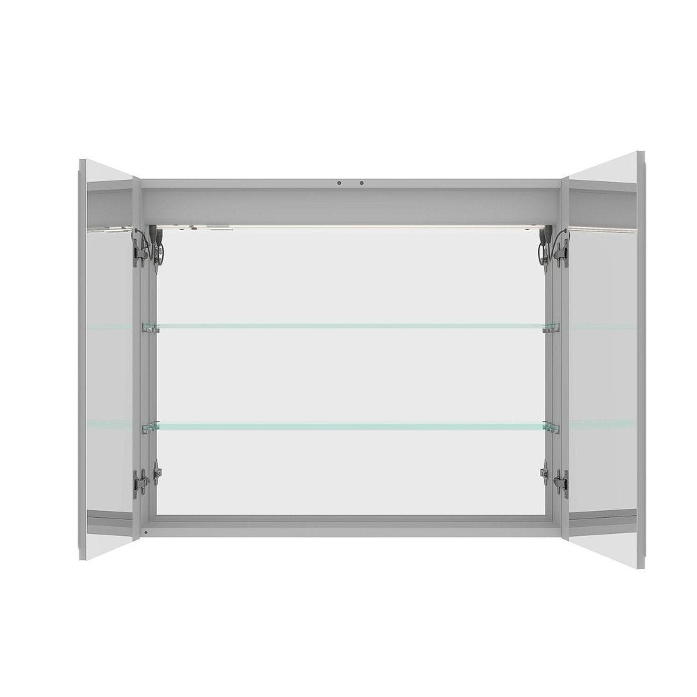 36" Silver Glass Wall Mounted No Textural Detailing Double Door Medicine Cabinet