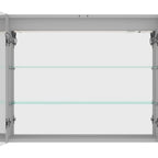 36" Silver Glass Wall Mounted No Textural Detailing Double Door Medicine Cabinet