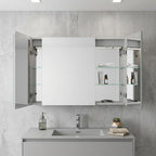36" Silver Glass Wall Mounted No Textural Detailing Double Door Medicine Cabinet