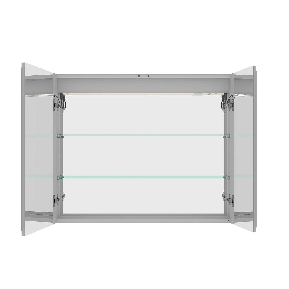 36" Silver Glass Wall Mounted No Textural Detailing Double Door Medicine Cabinet
