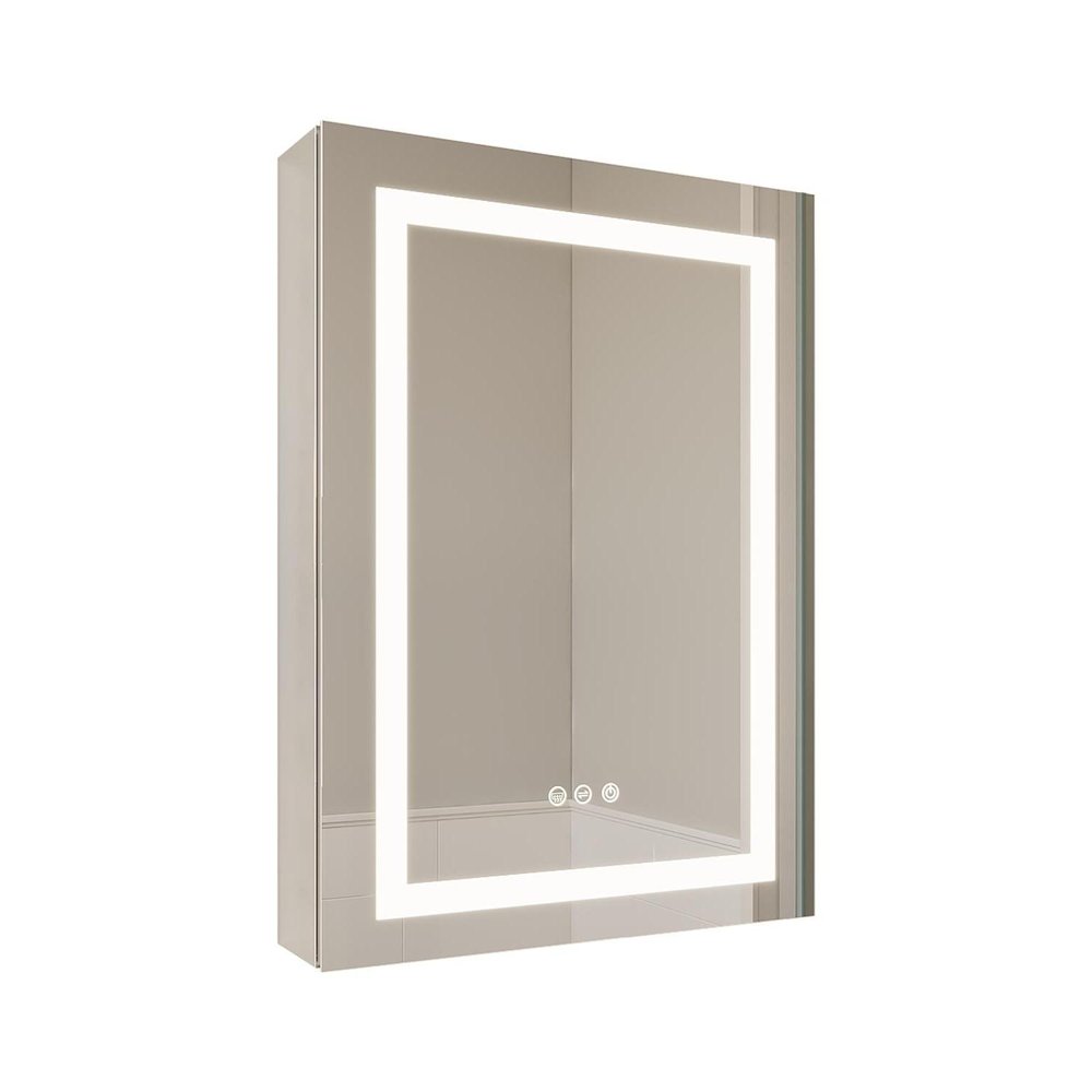 20" Silver Glass Wall Mounted No Textural Detailing Double Door Medicine Cabinet