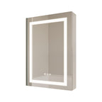 20" Silver Glass Wall Mounted No Textural Detailing Double Door Medicine Cabinet
