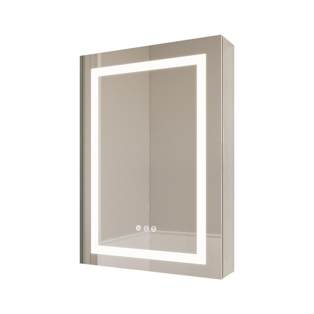20" Silver Glass Wall Mounted No Textural Detailing Double Door Medicine Cabinet
