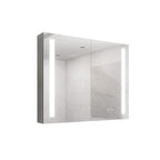 36" Silver Glass Wall Mounted No Textural Detailing Double Door Medicine Cabinet