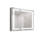 36" Silver Glass Wall Mounted No Textural Detailing Double Door Medicine Cabinet