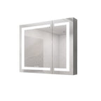36" Silver Glass Wall Mounted No Textural Detailing Double Door Medicine Cabinet