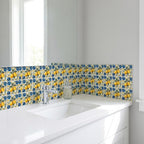 4" x 4" Yellow Vinyl Arabesque Peel And Stick Removable Tiles