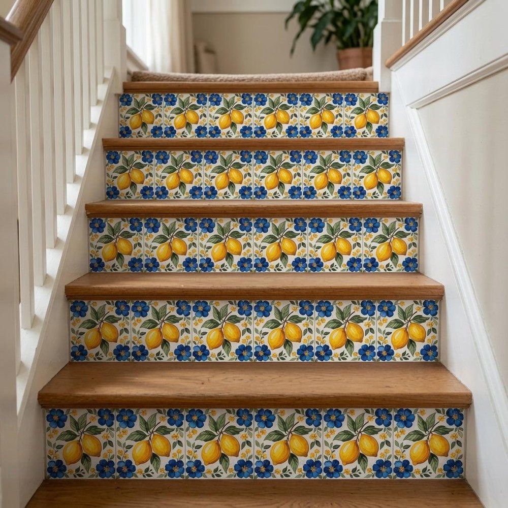 4" x 4" Yellow Vinyl Arabesque Peel And Stick Removable Tiles