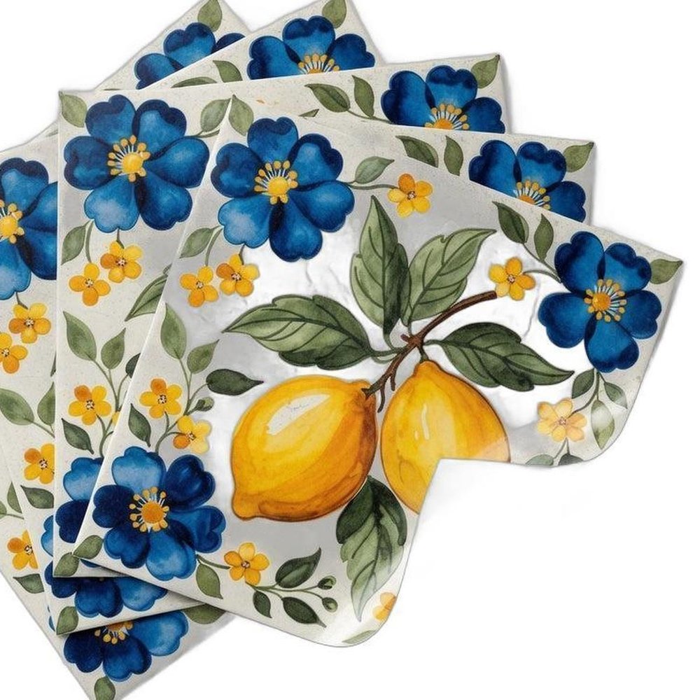 4" x 4" Yellow Vinyl Arabesque Peel And Stick Removable Tiles