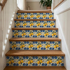 4" x 4" Yellow Vinyl Arabesque Peel And Stick Removable Tiles